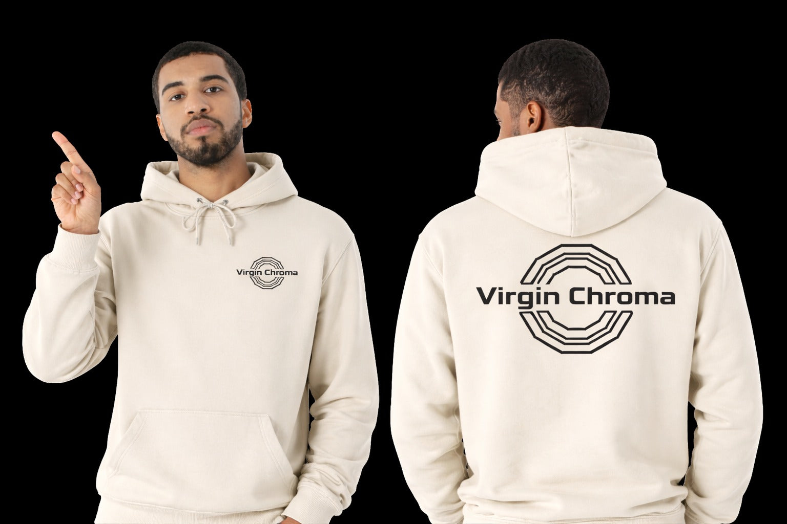 Virgin Chroma Signature Dual-Logo Hoodie – Bone/Sand